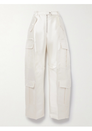 Christopher John Rogers - Silk And Wool-blend Twill Wide-leg Cargo Pants - Ivory - Unisex 34,Unisex 26,Unisex 28,Unisex 30,Unisex 32
