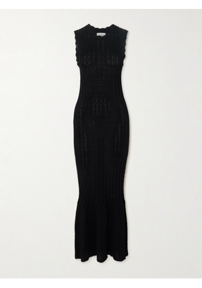 Loulou de Saison - Molino Stretch Pointelle-knit Maxi Dress - Black - x small,small,medium,large,x large