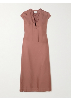 Loulou de Saison - Demeter Silk-twill Midi Dress - Pink - x small,small,medium,large,x large
