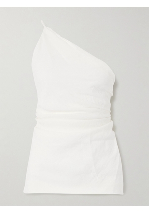 TOVE - Petra One-shoulder Open-back Gathered Linen Top - White - FR 34,FR 36,FR 38,FR 40,FR 42