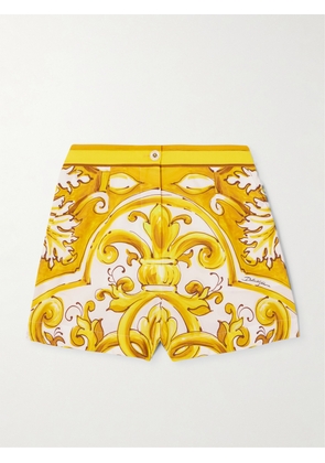 Dolce & Gabbana - Maiolica Printed Cotton-poplin Shorts - Yellow - IT36,IT38,IT40,IT42,IT44,IT46,IT48,IT50