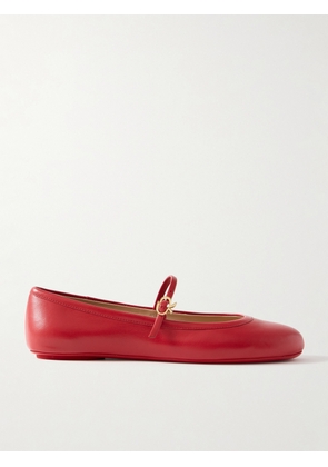 Gianvito Rossi - Carla Leather Mary Jane Ballet Flats - Red - IT35,IT36,IT36.5,IT37,IT37.5,IT38,IT38.5,IT39,IT39.5,IT40,IT40.5,IT41,IT41.5,IT42