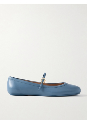 Gianvito Rossi - Carla Leather Mary Jane Ballet Flats - Blue - IT36,IT36.5,IT37,IT37.5,IT38,IT38.5,IT39,IT39.5,IT40,IT40.5,IT41,IT42