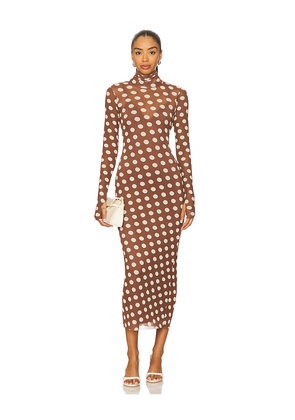AFRM Shailene Midi Dress in Chocolate. Size L. Also in M, XL.