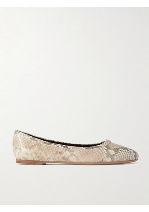 Chloé - Marcie Embellished Snake-print Leather Ballet Flats - Animal print - IT35.5,IT36,IT36.5,IT37,IT37.5,IT38,IT38.5,IT39,IT39.5,IT40,IT40.5,IT41