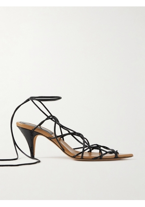 KHAITE - Arden Crinkled Patent-leather Sandals - Black - IT36,IT37,IT37.5,IT38,IT38.5,IT39,IT39.5,IT40,IT40.5,IT41