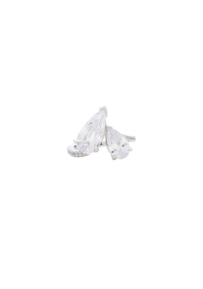 By Adina Eden Pave Graduated Double Teardrop Ring in Metallic Silver. Size 5. Also in 7.