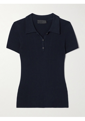 Nili Lotan - Solana Ribbed Cotton Polo Top - Blue - x small,small,medium,large