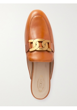 Tod's - Embellished Leather Slippers - Brown - IT34,IT35,IT35.5,IT36,IT36.5,IT37,IT37.5,IT38,IT38.5,IT39,IT39.5,IT40,IT40.5,IT41,IT41.5,IT42