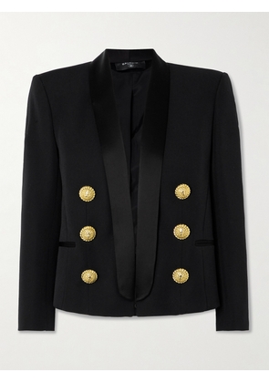 Balmain - Embellished Satin-trimmed Grain De Poudre Wool Jacket - Black - FR 34,FR 36,FR 38,FR 40,FR 42,FR 44,FR 46