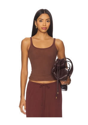 Aya Muse Ribbed Tank Top in Burgundy. Size L. Also in XS, S, M.