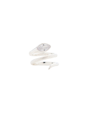 Ettika Serpent Wrap Ring in Metallic Silver. Size 5. Also in 6, 7.