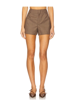 CAMI NYC Jolie Plaid Short in Brown. Size 0. Also in 00, 10, 12, 2, 6, 8.