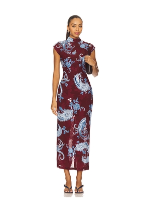 HEMANT AND NANDITA Sleeveless Long Dress in Burgundy. Size L. Also in XS, S, M.