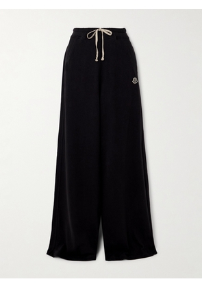 Rick Owens - + Moncler Belas Appliquéd Cotton-jersey Wide-leg Track Pants - Black - x small,small,medium,large