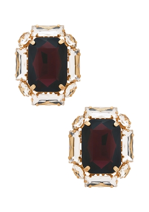 Anton Heunis Omega Clasp Square Stud in Burgundy.