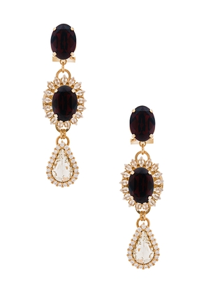 Anton Heunis Omega Clasp Double Drop Chandelier Drop Earrings in Burgundy.
