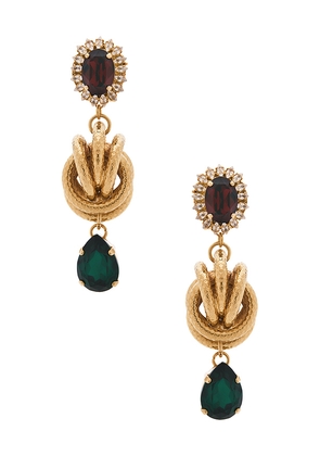 Anton Heunis Omega Clasp With Square Pendant Earrings in Burgundy.