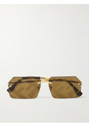 Fendi Eyewear - Fendi Sky Rimless Rectangle-frame Gold-tone Sunglasses - One size