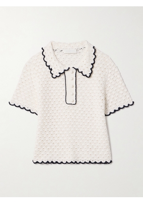 Zimmermann - Halliday Crocheted Cotton Polo Shirt - Ivory - 00,1,2,3,4