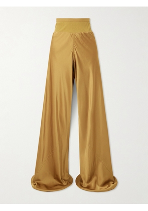 Rick Owens - Bias Ribbed-knit Trimmed Satin Wide-leg Pants - Neutrals - IT38,IT40,IT42,IT44,IT46,IT48