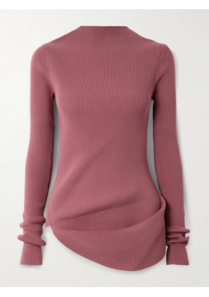 Rick Owens - Babel Asymmetric Ribbed-knit Sweater - Pink - x small,small,medium,large,x large,xx large