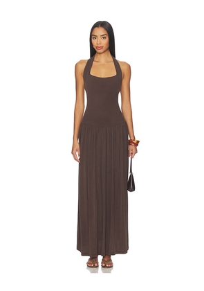Aya Muse Quill Dress in Chocolate. Size L. Also in XXS, XS, S, M.