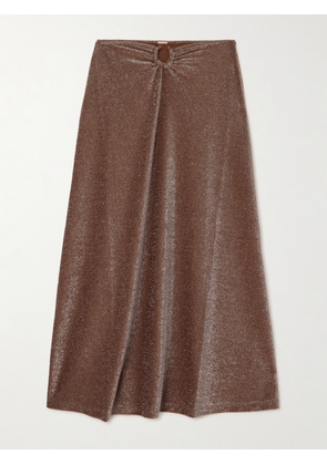 Johanna Ortiz - Rainstorm Metallic Stretch Recycled-jersey Maxi Skirt - Brown - US0,US2,US4,US6,US8,US10,US12