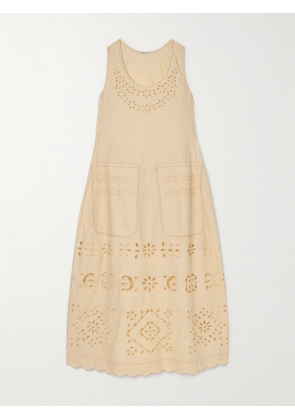Vita Kin - Tina Scalloped Broderie Anglaise Cotton-poplin Midi Dress - Neutrals - P,S,M