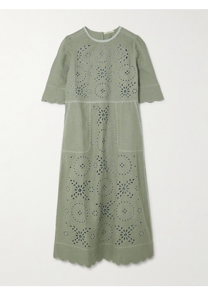 Vita Kin - Sabrina Scalloped Broderie Anglaise Linen Midi Dress - White - S,M,L