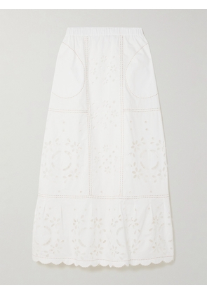 Vita Kin - Olympia Tiered Scalloped Broderie Anglaise Cotton-poplin Maxi Skirt - White - P,S,M