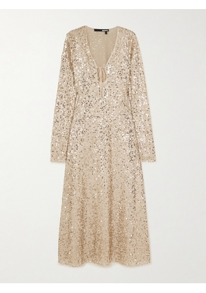 ROTATE BIRGER CHRISTENSEN - Sequined Recycled-tulle Midi Dress - Gold - DK32,DK34,DK36,DK38,DK40,DK42