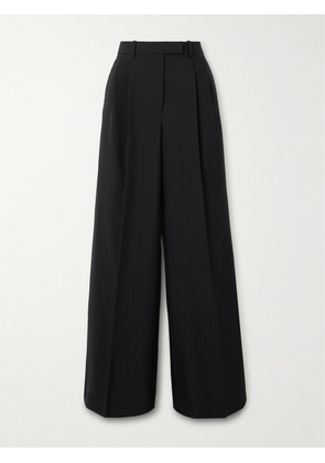 Givenchy - Pleated Metallic Striped Wool-blend Wide-leg Pants - Black - FR 34,FR 36,FR 38,FR 40,FR 42,FR 44