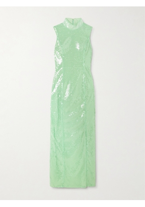 ROTATE BIRGER CHRISTENSEN - Sequined Recycled-tulle Maxi Dress - Green - DK32,DK34,DK36,DK38,DK40,DK42