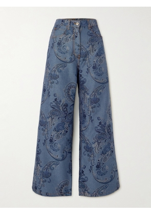Etro - Denim-jacquard High-rise Wide-leg Jeans - Blue - 24,25,26,27,28,29,30,31,32,33,34