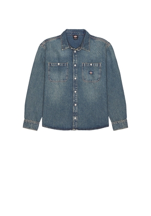 Dickies Mechanic Long Sleeve Denim Shirt in Blue. Size L. Also in M, XL/1X.