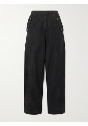 FRAME - Utility Barrel Cotton-canvas Wide-leg Pants - Black - 23,24,25,26,27,28,29,30,31,32