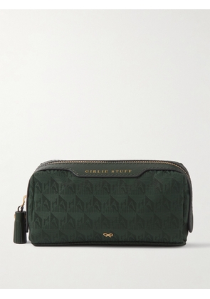 Anya Hindmarch - Girlie Stuff Textured Leather-trimmed Econyl®-jacquard Cosmetics Case - Green - One size