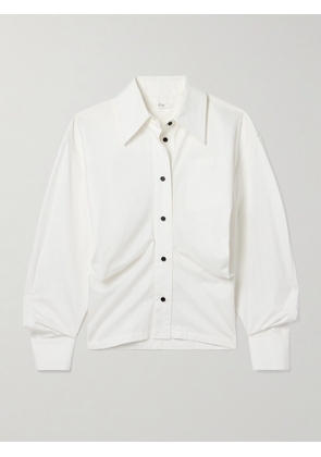 Co - Gathered Cotton And Silk-blend Poplin Shirt - White - x small,small,medium,large,x large