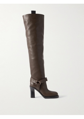 Burberry - Embellished Leather Over-the-knee Boots - Brown - IT36,IT37,IT37.5,IT38,IT38.5,IT39,IT40,IT41