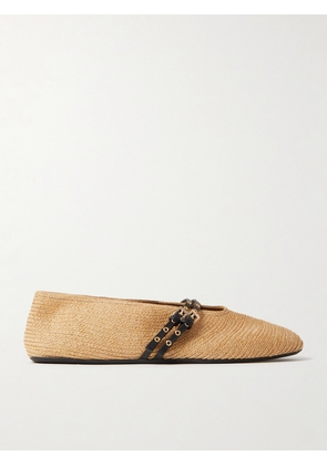 Alaïa - Leather-trimmed Raffia Ballet Flats - Neutrals - IT35,IT36,IT37,IT38,IT39,IT40,IT41,IT42