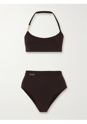 Lido - Sessantacinque Chain-embellished Halterneck Bikini - Brown - x small,small,medium,large,x large