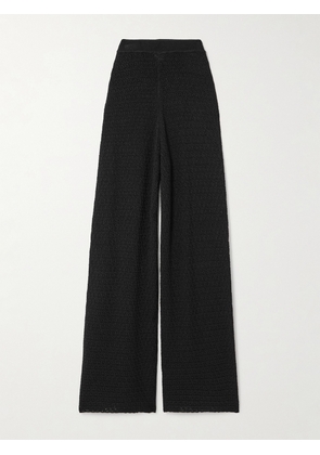 TOTEME - Open-knit Wide-leg Pants - Black - xx small,x small,small,medium,large,x large
