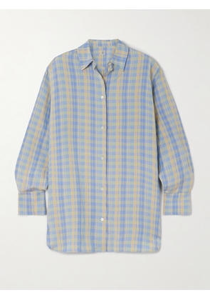 TOTEME - Checked Linen-blend Shirt - Blue - DK32,DK34,DK36,DK38,DK40,DK42