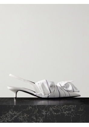 Balenciaga - Striped Poplin-trimmed Leather Slingback Pumps - White - IT36,IT37,IT38,IT39,IT40,IT41