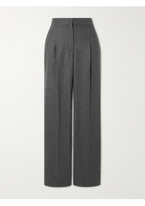 Loulou de Saison - Juno Pleated Wool-blend Wide-leg Pants - Gray - x small,small,medium,large,x large