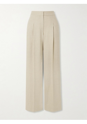 Loulou de Saison - Juno Pleated Wool-blend Wide-leg Pants - Neutrals - x small,small,medium,large,x large