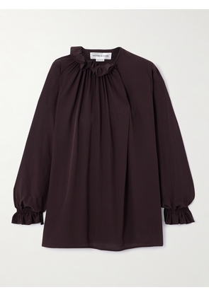 Victoria Beckham - Ruffled Silk-voile Blouse - Brown - UK 4,UK 6,UK 8,UK 10,UK 12,UK 14