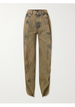 Y/PROJECT - Evergreen Layered Ruffled High-rise Wide-leg Organic Jeans - Neutrals - 24,25,26,27,28,29