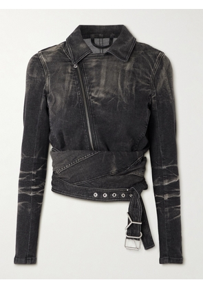 Y/PROJECT - Cutout Bleached Denim Wrap Jacket - Black - x small,small,medium,large,x large